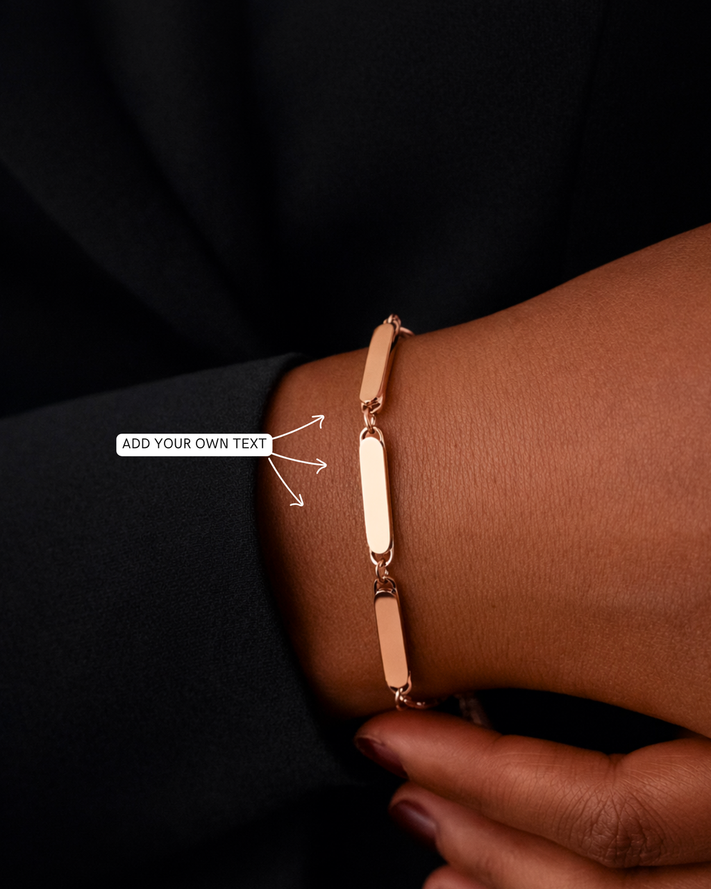 (Add Your Own Text  For free)Velur 3 bar bracelet