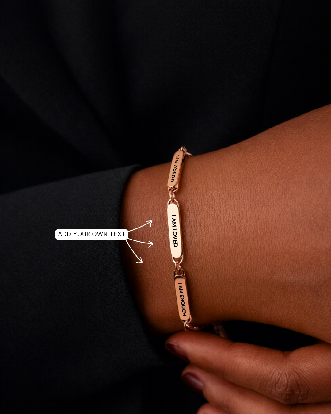 (Add Your Own Text  For free)Velur 3 bar bracelet