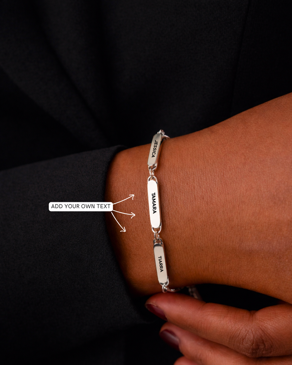 (Add Your Own Text  For free)Velur 3 bar bracelet