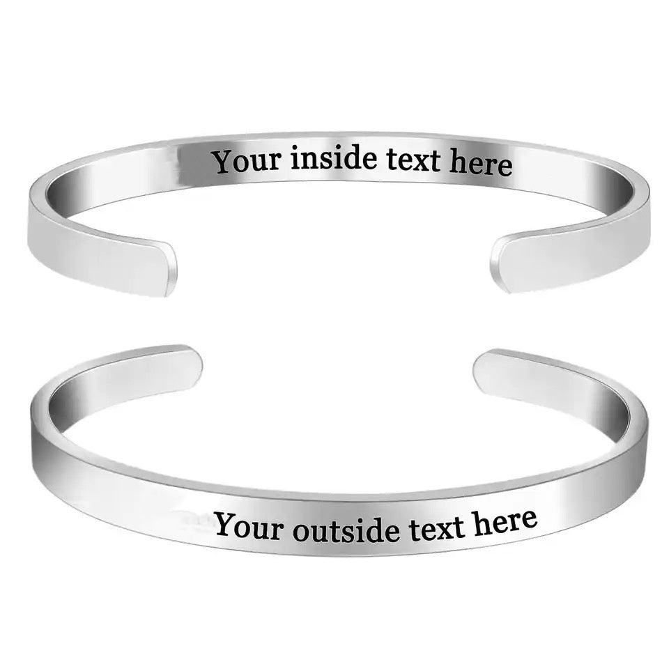 (Add Your Own Text  For free)Custom Cuff Bracelet Matte Finish