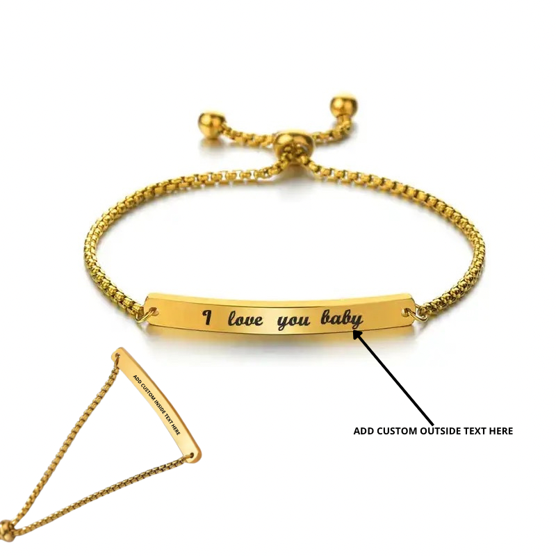 Dainty Adjustable Custom Bracelet Matte Finish ( Add Your Own Text )