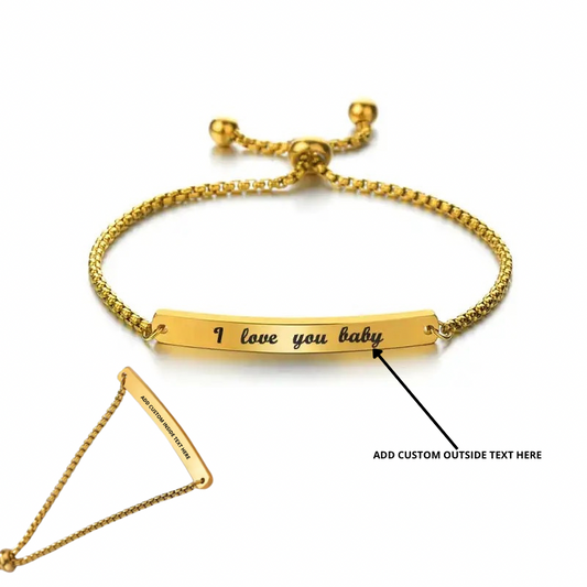 Dainty Adjustable Custom Bracelet Matte Finish ( Add Your Own Text )