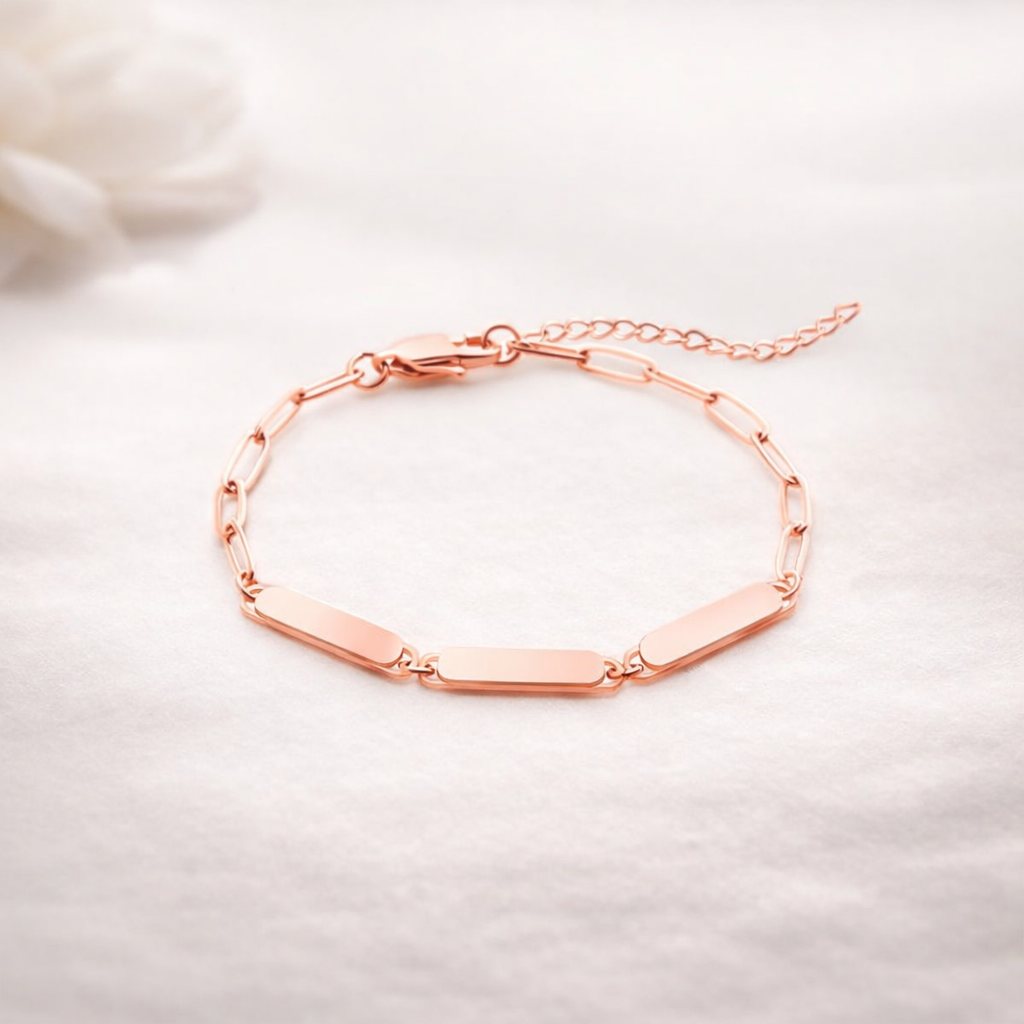 (Add Your Own Text  For free)Velur 3 bar bracelet