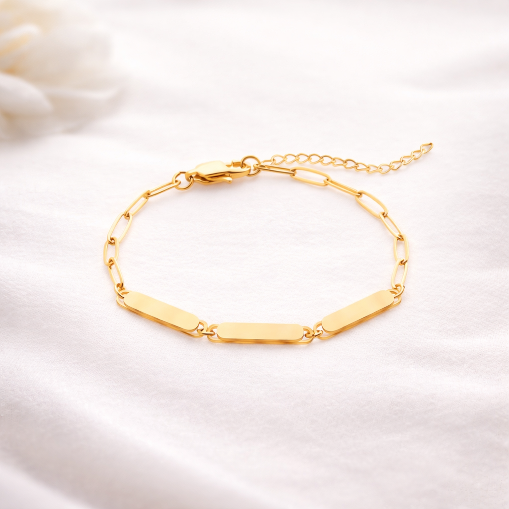 (Add Your Own Text  For free)Velur 3 bar bracelet
