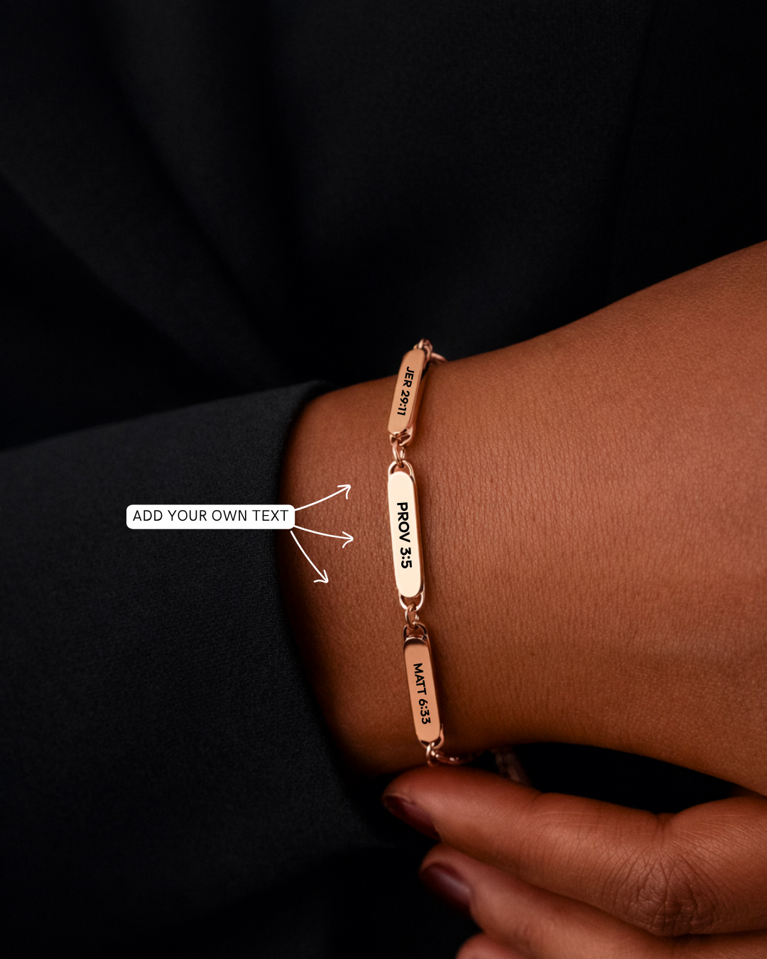 (Add Your Own Text  For free)Velur 3 bar bracelet